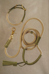 Dog collar Pony makarony Green, light rope