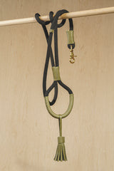 Walk kit: Makarony dark rope leash + collar green